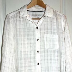 Anthropologie Pilcro & The Letterpress White Blouse Coattagecore Resortwear Chic